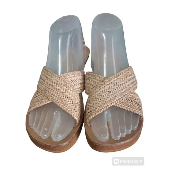 A. Giannetti Shoes - A. Giannetti Beige Sandal Slip On Weaved Straps Women's Size 8 Made In Italy